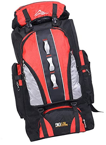 Reiserucksack - Rucksack Herren, 100L Outdoor Sports Wasserdichter Wanderrucksack Mit Großer Kapazität, Trekkingrucksäcke Für Männer Und Frauen, Reisetasche, Camping, Klettern, Angeln ( Color : Rouge
