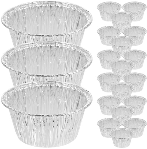 Operitacx 100 Piezas Latas Tazas De Pastel Moldes Redondos para Tarta De Huevo para Flan Mini Latas De Tarta Desechables Flanera Mini Flanera con Tapa Frustrar De Aluminio Queso