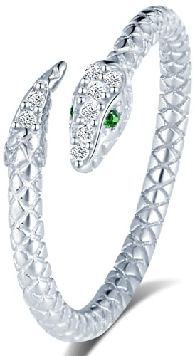 VIKILEE S925 Sterling Silber Ringe Damen Ringe Vintage Snake Open Ringe für Freundin Jahrestag Valentinstag