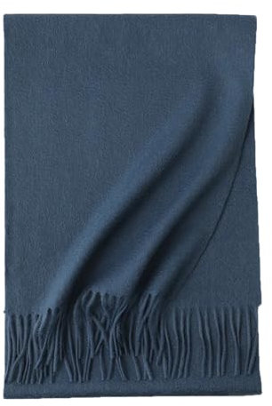 Kaschmir-Schal für Damen, einfarbig, Winter, Pashmina, Herren, warm, weich, Kaschmir-Schal, Grau / Blau, 180-30 cm
