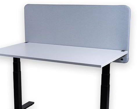 FIX 2 PLACE Akustik Trennwand & Sichtschutz für Büros 180x65cm Light Gray, Trennwand zur Lärmreduzierung und Privatsphäre Schreibtisch Trennwand Schallschutz, Leicht zu Montieren
