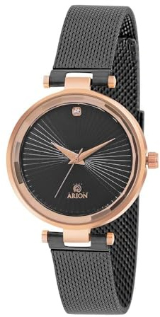 Arion Watches for Women | 26mm & 32mm Ladies Watch | Rose Gold Analog Timepiece | Black Mesh Strap or Rose Gold Bracelet | Quartz Designer Wristwatch | Gift Box Included | Suitable for All-Occasion