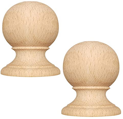 MFAOSHI 2X Pfostenkappe, Holz Abdeckkappe für Pfosten, Kugelförmig Pfostenkappe für Villa Treppe Rundgeländer,12cm