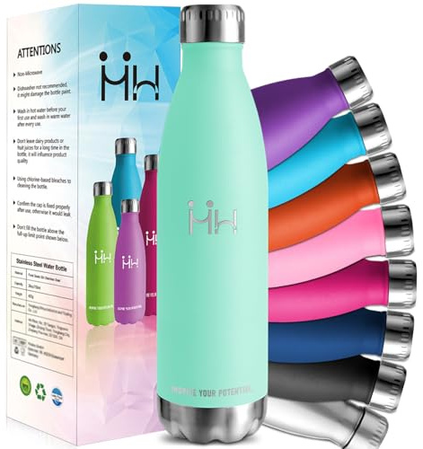 HoneyHolly Edelstahl Trinkflasche, 1L Thermosflasche, BPA-Frei, Water Bottle, Auslaufsicher Wasserflasche, Trinkflaschen Kohlensäure Geeignet, Thermoskanne für Fitness, Fahrrad, Gym