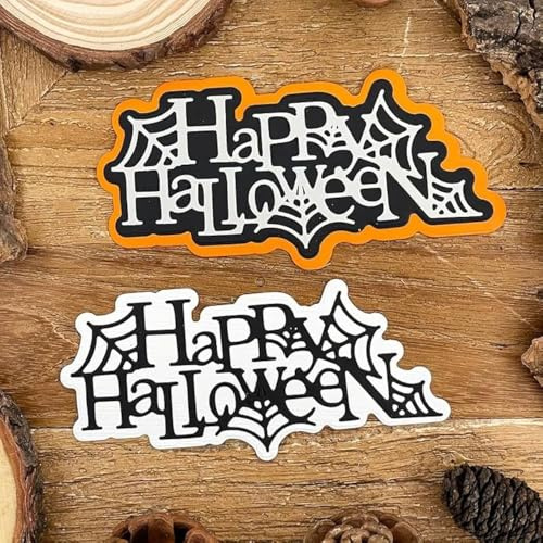 DDeehs Layer Spider Webs Metal Die Cuts,HAPPY HALLOWEEN Words Net Cutting Dies Cut Stencils DIY Scrapbooking Decorative Embossing Paper Scrapbooking Card Making, silver, DDeehs-001