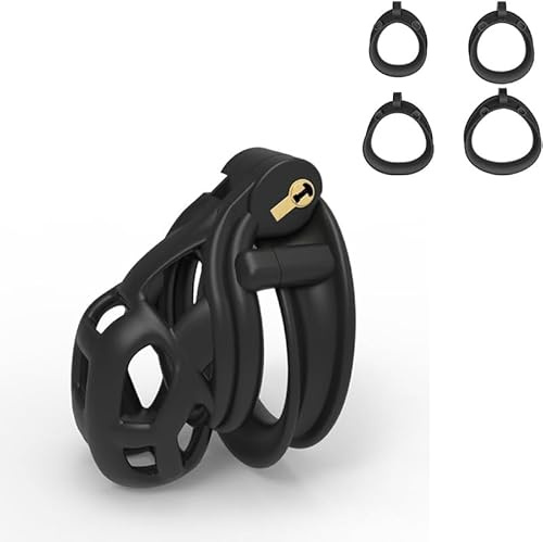 Cage de protection noire pour homme au design 3D, avec 4 anneaux - AA4 (M)