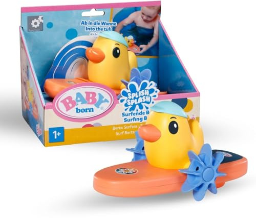 BABY born Splish Splash Berta la Surfeuse – Jouet de Bain à remonter – Fonctionne sans Piles – Convient aux Enfants dès 1 an