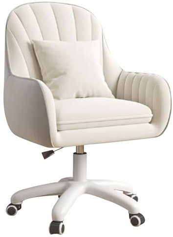 Aivermeil Homeoffice Stuhl, SamtStuhl mit Kopfkissen, 360° drehbar Höhenverstellbar Bürostuhl ergonomisch, Schminkstuhl Drehstuhl，für Arbeitszimmer Schlafzimmer,bis 120kg belastbar Beige