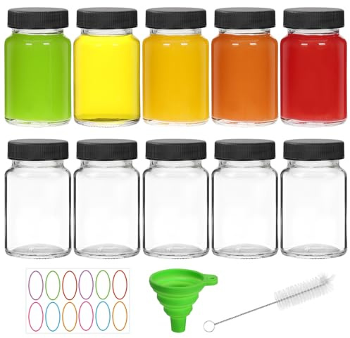 igoelove 2 oz Ginger Shots Bottles 12Pack- Portable Leakproof 60 ml Glass Jars with Lids- Glass Juice Shot Bottles with Caps for Wellness Shot