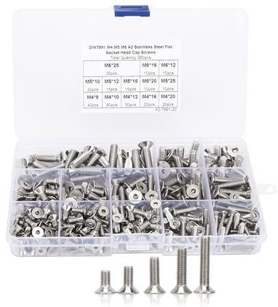 Set di viti piatte da 260 pezzi Elementi di fissaggio per l'industria elettronica con esagono incassato in acciaio inossidabile