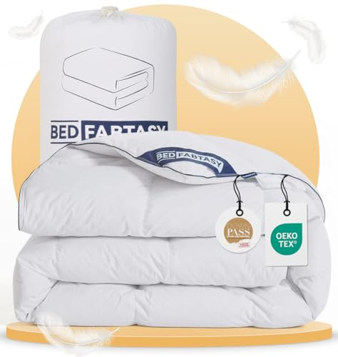 BedFabtasy Feder und Daunendecke 200x200cm, Oeko-Tex zertifizierte Bettdecke 200x200, 100% Extraweiche Federn & Daunen, Allergiker, RDS Zertifiziert Federbettdecke, Duvet, Ganzjahresdecke