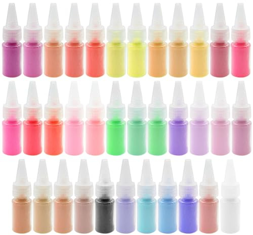 Woohome Juego de Manualidades de Arena, Art Sand Kit, Botellas de Arena de Colores para Decoración de Fiestas, Decoración de Colore, Pintura DIY (35 Color Estilo A)