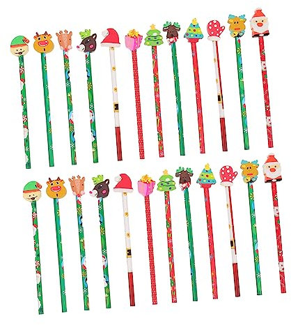 Lurrose 24pezzi Matite Per Ragazzo Ragazza in Legno Matite Natalizie Colorate Cancelleria Creativa Per Scuola Da Disegno