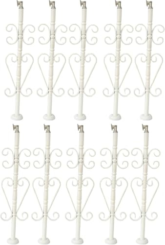 SAFWELAU Parapetto Ringhiera in Acciaio Inossidabile Parapetto Bianco per ringhiera con Staffa Regolabile e Base Piatta, Ringhiera per Scale a Pavimento per balconi, portici Interni(10 Packs)