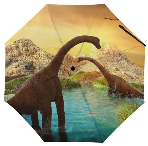 YBQLNP Kompakter Reise Regenschirm Dinosaurier Taschenschirm Automatisch Auf Und Zu Faltbarer Sonnenschirm