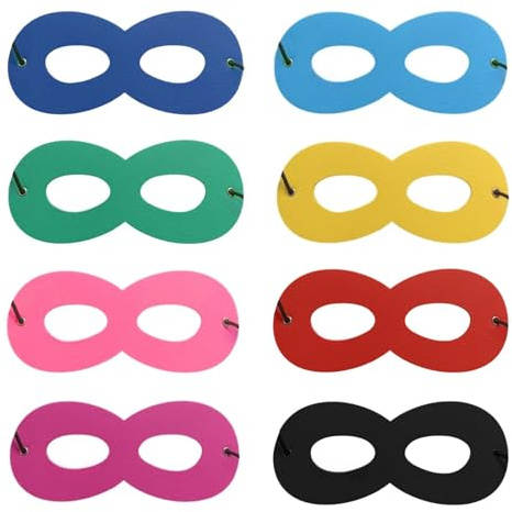 SAIIURV 8-pack färgglad filt ögonmask inbrottsmask för vuxna, rånare halv ansiktsmask halloween bandit ögonmask, maskeraddräkt tillbehör för cosplay fest festival (flerfärgad)