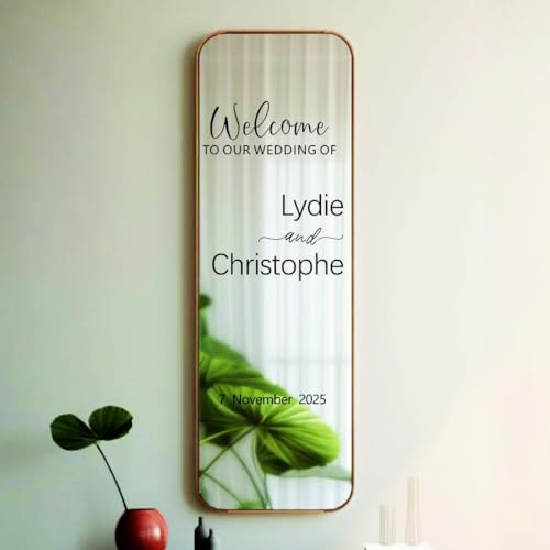 Autocollant Miroir Personnalisé « Bienvenue À Notre Mariage », Nom Personnalisé, Autocollant Miroir De Mariage En Vinyle For Décoration Murale D'entrée