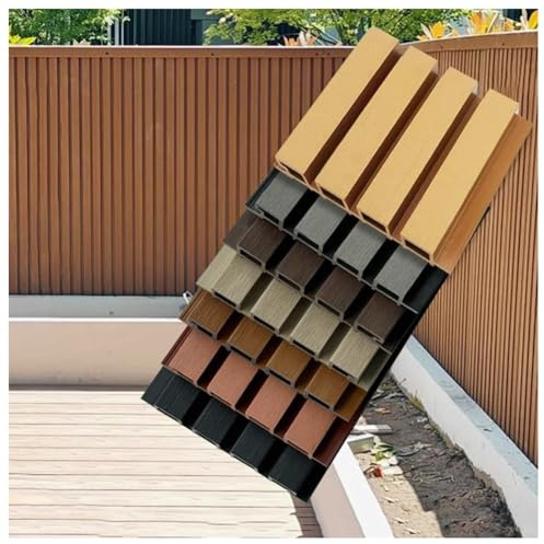 Panel de valla resistente al viento para exteriores, valla de privacidad compuesta de plástico de madera para puertas, puertas y balcones, diseño decorativo de listones (plata, 22 x 120 cm)