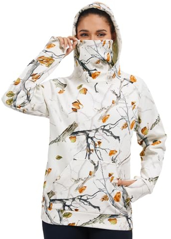 Bassdash Damen Fleece Hoodie Warmer Pullover Kapuzenpullover mit Schlauchschal Wasserdicht Wandern Jagd Angeln Sweatshirt
