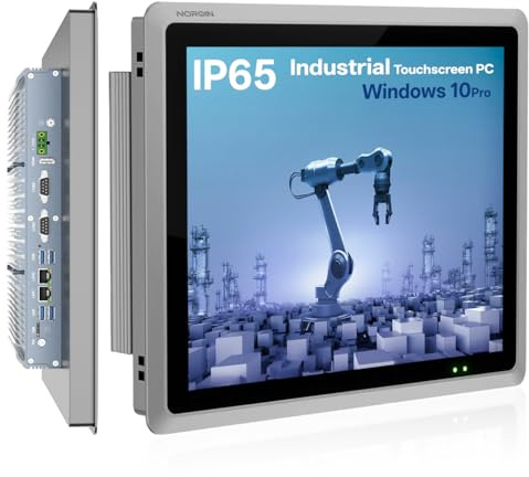 NORQIN 15 Pouces Fanless Panel PC Embeddé Industriel,Ordinateur Tout-en-Un | Écran Tactile Capacitif 10 Points, IP65, Win 10 Pro, pour HMI machine, USB/LAN/HDMI/COM/GPIO/WiFi(J6412,16G RAM 256G SSD)