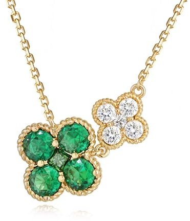 Jenosy Diamantketten für Frauen Geburtsstein-Halskette für Frauen 14 Karat vergoldet Zierliche vierblättrige Kleeblatt-Halskette mit Zirkonia-Anhänger Goldschmuck Geschenk