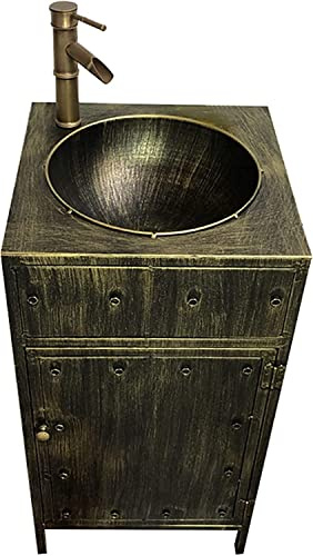 Mobile lavabo da Bagno Indipendente Art Hotel Home Mobile lavabo in Stile Industriale con lavabo, Mobile lavabo Moderno con Rubinetto e Scarico, mobiletto Indipendente, Rame Rosso, a SPE