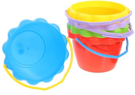 MUSISALY Set 5 Secchielli per la Sabbia in Plastica Colorati Giocattoli da Spiaggia per Strumenti per Giochi All’Aperto e Attività Acqua e Sabbia Colore Casuale Colore Casuale