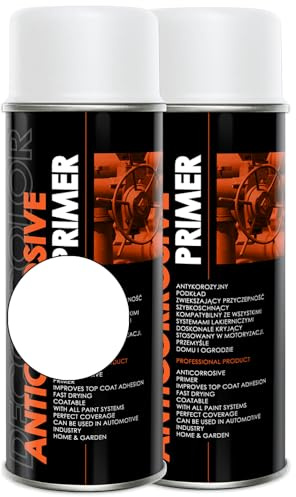Deco Color 2er Sparpack Grundierung 400ml Haftgrund für z.B. Alufelgen, KFZ, Holz, Beton (2 Dosen Grundierung weiss 400ml)