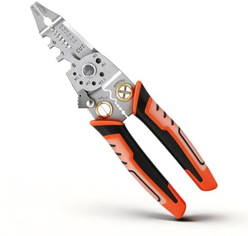 Multi-Function Wire Stripper Tool - Electrician Pliers with Crimping, Cutting, Stripping & Wrench Bolt Cutting Functions - Heavy Duty Steel Wire Stripper and Crimper Bending Tool for Electrical Work