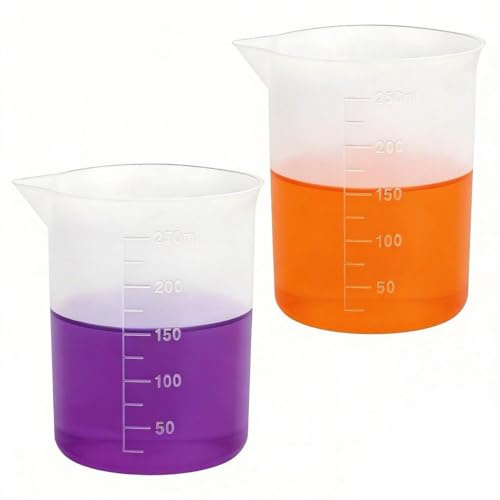 Vasos medidores de silicona de 250 ml, 2 unidades de silicona para verter en polvo, dosificador de detergente, dosificador antiadherente, con escala de detergente, bola dosificadora para resina epoxi
