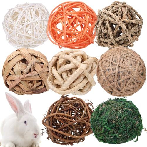 VILLCASE 8 Balones y Fomentan el Juego para Masticables de Hierba Juguetes Esféricos para Masticar Que Mejoran como y Chinchillas