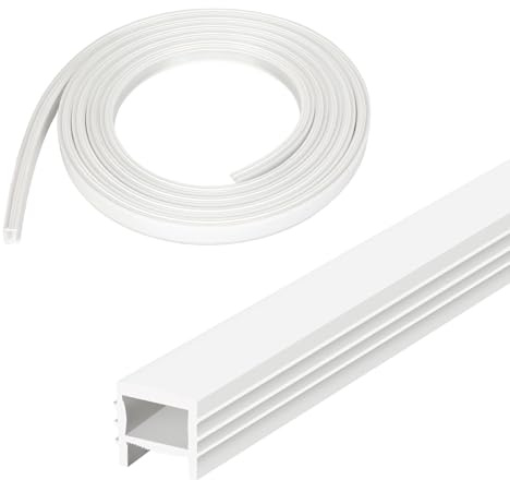UUGRO 3M 15x10mm LED Profil Silikon für Akustikpaneele, Weiß Flexibel LED-Streifen Diffusor Kanal, DIY-Abdeckung für LED Leisten für Decke Wand Schrank Beleuchtung (Ohne Rand)