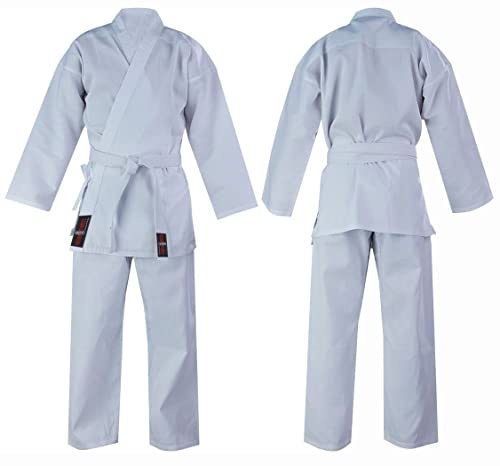 VADER Karate Suits White Karate Gi for Kids/Adults Pollycotton Medium Weight Karate Uniform Club Training Competition Martial Arts Suit with Free White Belt