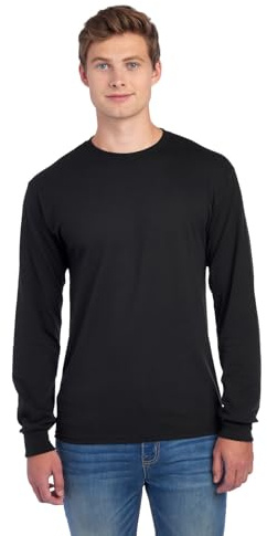 Jerzees Men's Dri-Power Cotton Blend Long Sleeve Tees, Moisture Wicking, Odor Protection, UPF 30+, Sizes S-3X, Black, Large