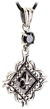 Budawi® Eleganter 925er Silber Anhänger mit Französischer Lilie und facettiertem Onyx Edelstein – Zeitlose Schönheit und königliche Anmut