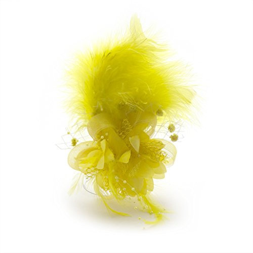 Damen Modische weicher Feder-Net Ascot/Derby Day Fascinator Kopfschmuck - Gelb