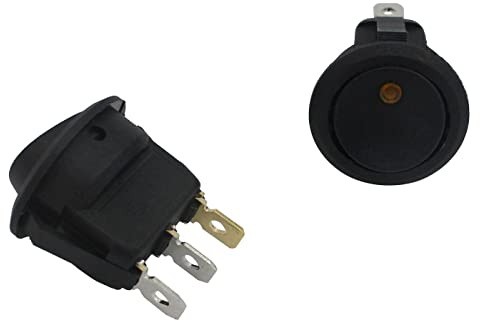 Lumonic 5x Kunststoff Wippschalter Ausschalter d=23mm in Farbe Schwarz I mit gelber LED und einem 4,8x0,8mm Stecker Flachstecker I Geeignet für 12V 16A