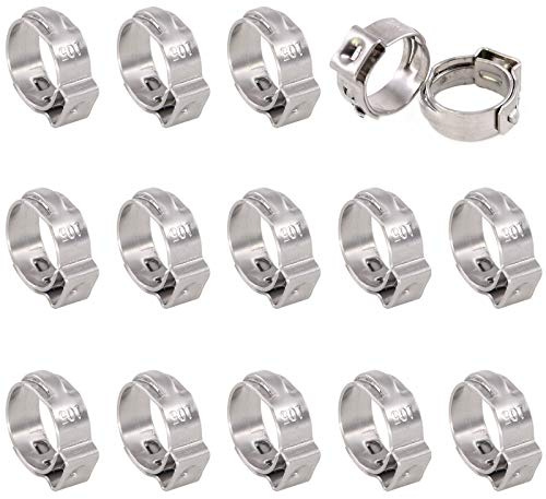 Swpeet 35Pcs 8.8-10.5mm Stainless Steel Single Ear Hose Clamps Assortment Kit Perfect for Automotive, Home Appliance Line