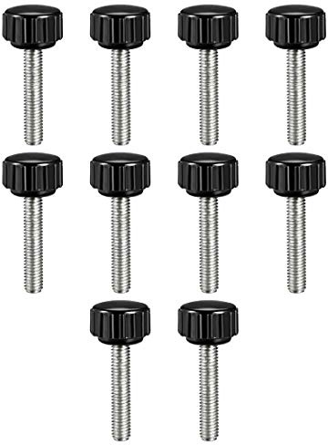 sourcing map M5 x 25 mm metrisches Außengewinde, gerändelte Klemmknöpfe, Griff, Rändelschraube, Handklemmgriff, Bolzen mit 15 mm Kunststoffknöpfen, Schwarz, 10 Stück