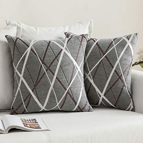 MIULEE 2er Set Kissenbezug 45×45cm Chenille Eiscreme-Design | Weich kuschelig langlebig pflegeleicht mit Reißverschluss modernes Design dekorativ für Sofa Bett Wohnzimmer und Schlafzimmer