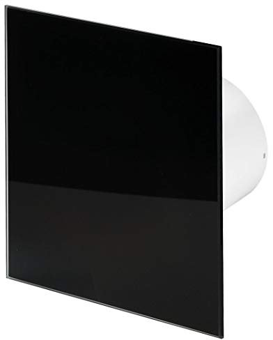 Awenta 100mm Timer Extractor Fan Shiny Black Glass Front Panel TRAX Wall Ceiling Ventilation