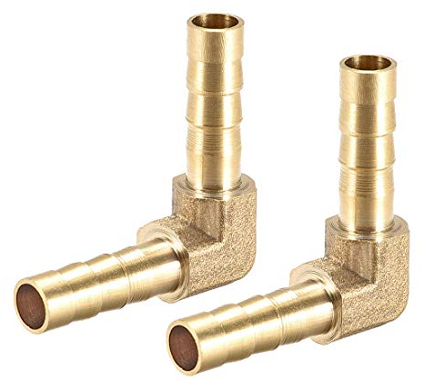sourcing map 6mm Barb Brass Hose Fitting 90 Degree Elbow Pipe Connector Coupler Tubing 2pcs