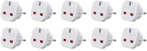 NCC-Licht 10 x Adapter UK zu DE/GB zu EU/England auf Deutschland Europa Reiseadapter Weiß
