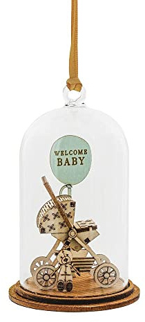 Department 56 Kloche The Spirit of Christmas Welcome New Baby Dome Glass Hanging Ornament, 3.75 Inch, Multicolor