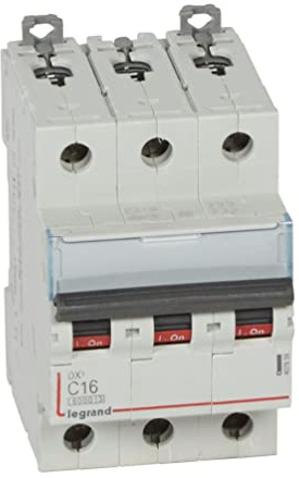 Legrand 407859E Interrupteur automatique magnétique thermique 3P, 16A, courbe C, 10 kA, 3 modules, DX3