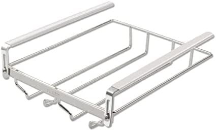 TRTO 1Pcs Under Cabinet Wine Glass Holder Glasses Storage Hanger Metal Organizer