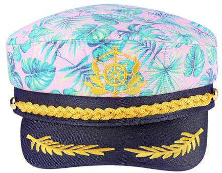 Amosfun Sailor Hats Adjustable Captains Hat Printed Adult Navy for Yacht Boat Ship Sailor Navy Marine Parties Halloween Cosplay