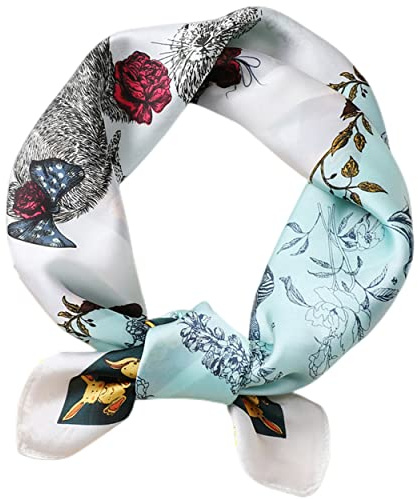 FAIRYGATE Seidenschal Damen Elegant Halstuch Seidentuch Damen Bandana 70x70cm Kopftuch Seide Haarschal Große Seidentücher 26008