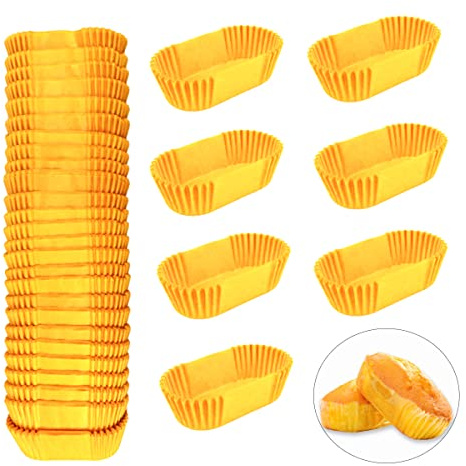 1000 Pack Disposable Paper Loaf Liners, Oval Baking Cups Yellow | Grease-Proof Paper Loaf Liners, Heat-Resistant, Oven Freezer Safe, Disposable Oval Baking Cups for Home and Bakery Use