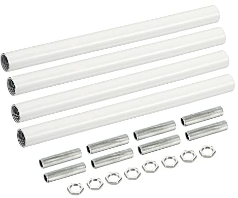 sourcing map 4 Set Verlängerungsstangensatz, Verbindungsmutter M10 200 mm / 3,94 Überwurfmutter mit Gewinderohr, Gewindeverlängerung, Weiß